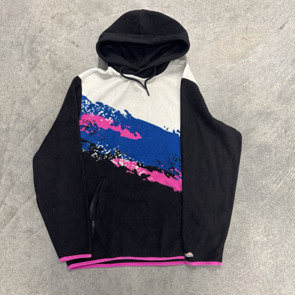 Chubbies Retro Splash Hoodie Sweatshirt Mens Black Low Pile Fleece Vaporwave XL